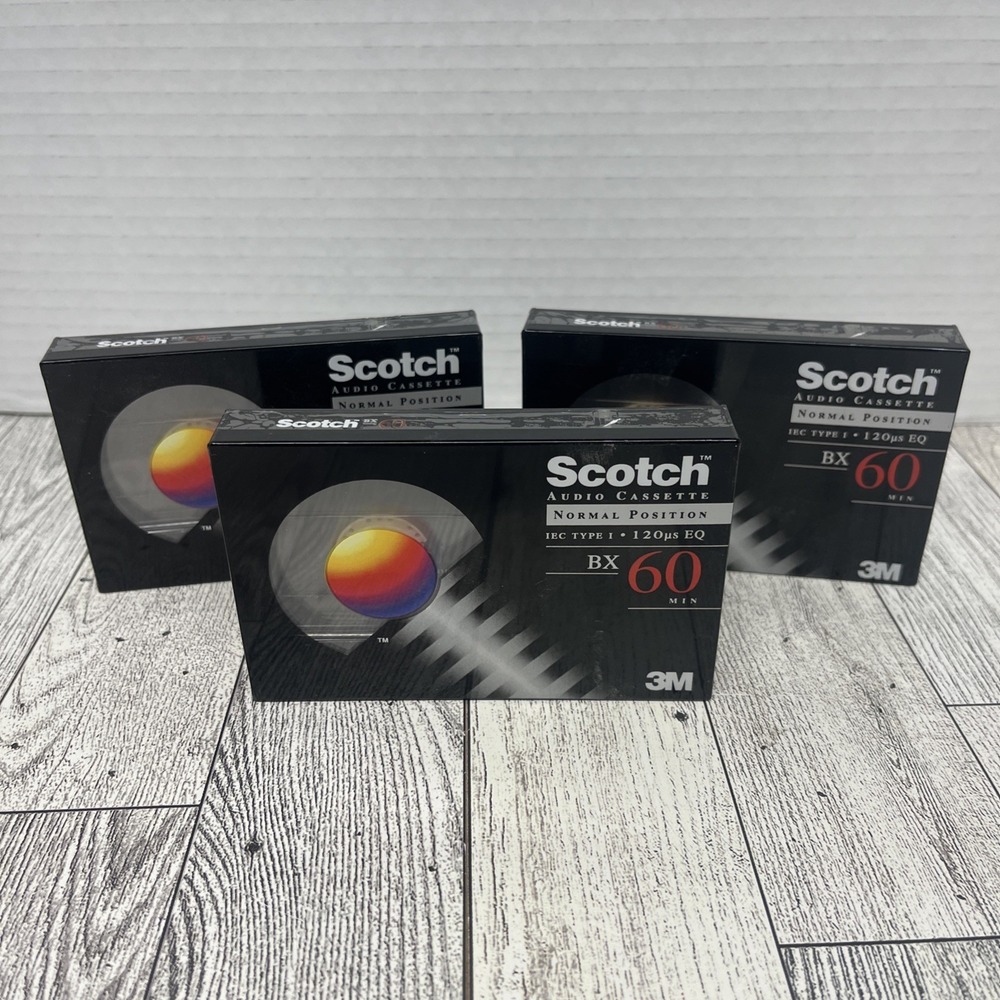 New Scotch BX 60 Minute Min Normal Bias Type I Audio Cassette Blank Tape Lot 3